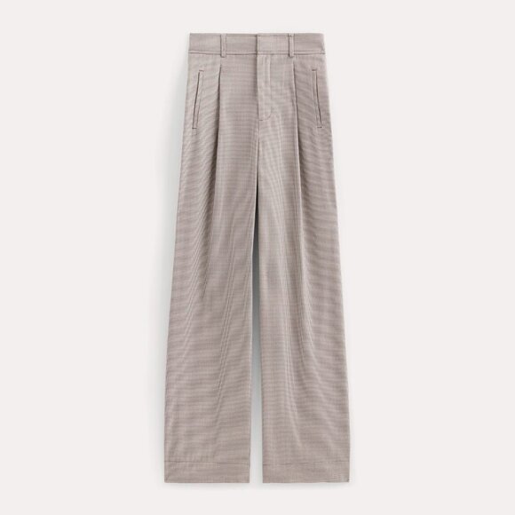 Women's Draper Pleated Pant in Buttersmooth in Deep Taupe Mini Gingham, Size 12 - Picture 1 of 4